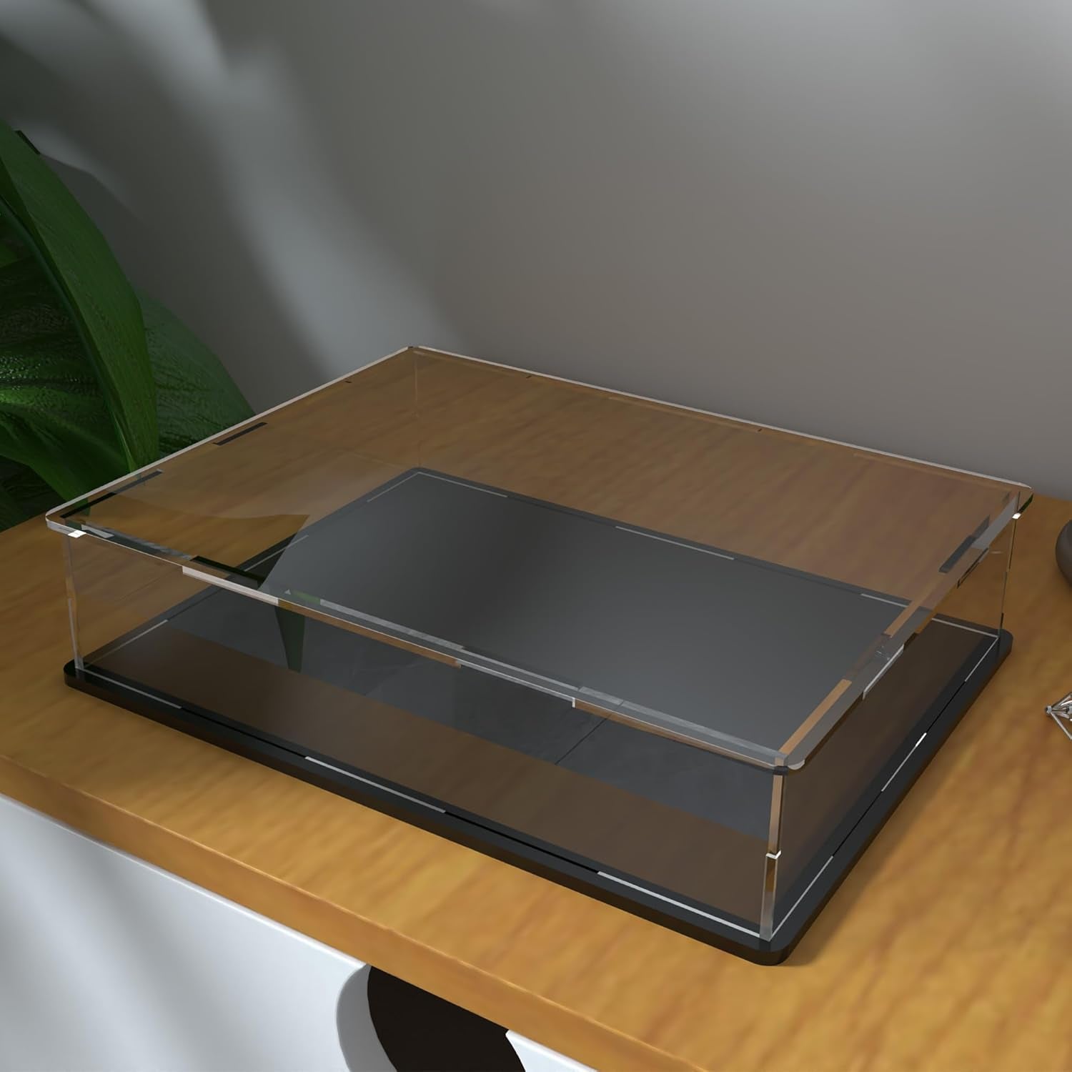 Acrylic Display Case, 8X8X8 Inch Cube, Clear Acrylic Box with Matte Black Base and Lid for Collectibles and Figures